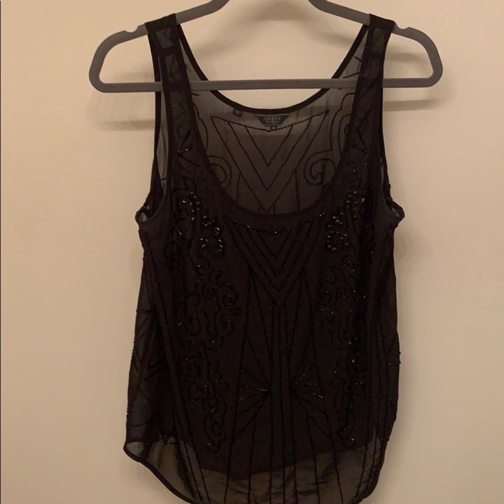 Guess Los Angeles Sheer Beaded Tank